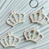 10Pcs 33*22MM Fashion Chic Silver Crystal Crown Buttons For Wedding Invitation Rhinestone Button For Decorate Craft
