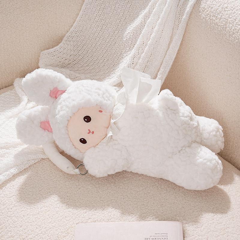 Creative Lamb Plush Tissue Box With Cute Cartoon Design For Home Decor And Storage