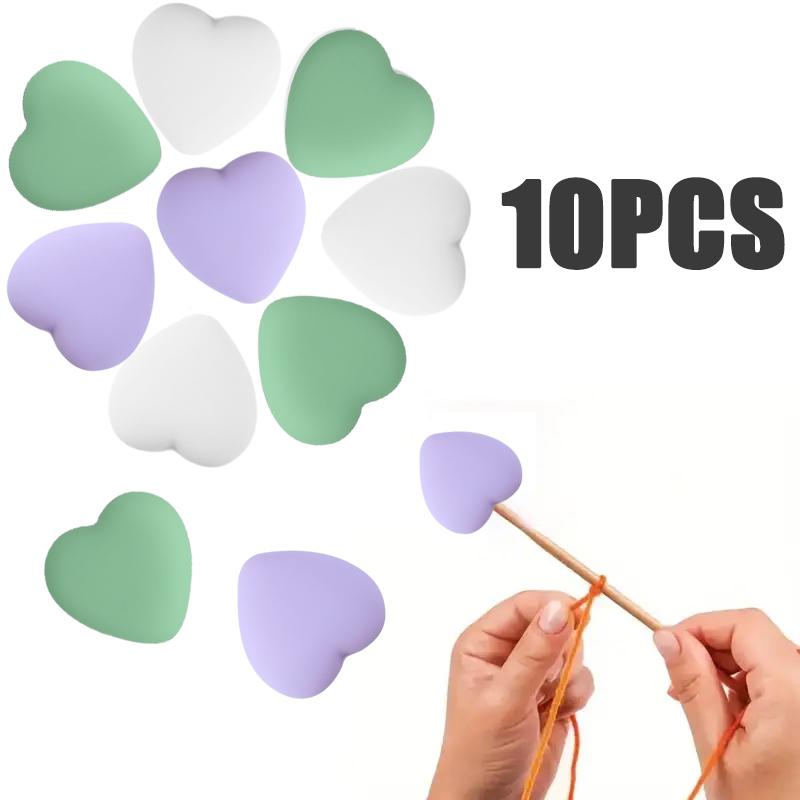 8/10/12PCS Multicolor Heart Stitch Needle Tips Stoppers Silicone Knitting Needle End Caps Cute Knitting Needle Point Protectors