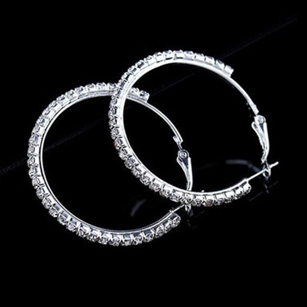 

Girl Rhinestone Crystal Round Earring Silver Plated Hoop Earring Earring