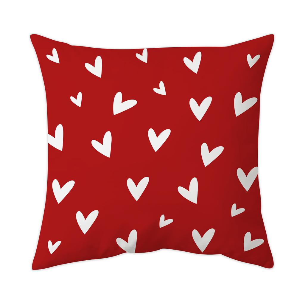 1/2Pcs Valentine'S Day Themed Pillow Cover, Red Heart Pattern, Home Decoration Sofa Pillowcase, (Without Pillow Core)