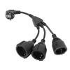 Power Cable Splitter 3 Outlet Adapter Extension Cord for Home Kitchen Office Maximum 16A 1.5mm² Black EU Plug