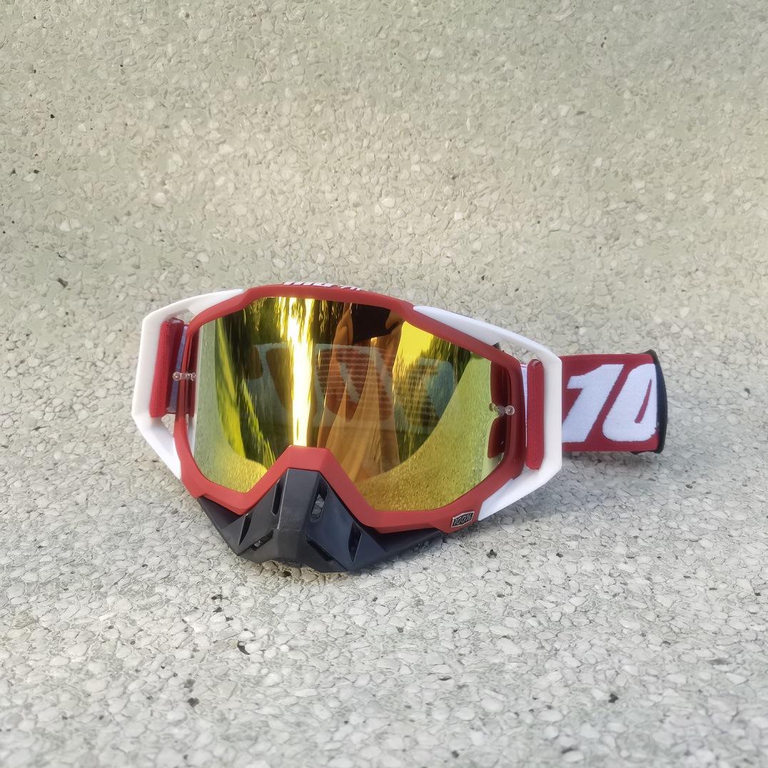 

Lao Bai motorcycle goggles, mountain karting, off-road riding protective eyewear, racing motorcycle windproof and sandproof helmet goggles Red, white, and black nas