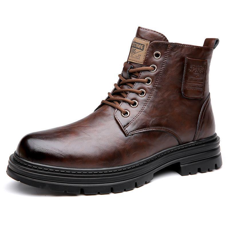 Men's Genuine Leather Martin Boots: High-Top Winter Business Casual with Wool Lining