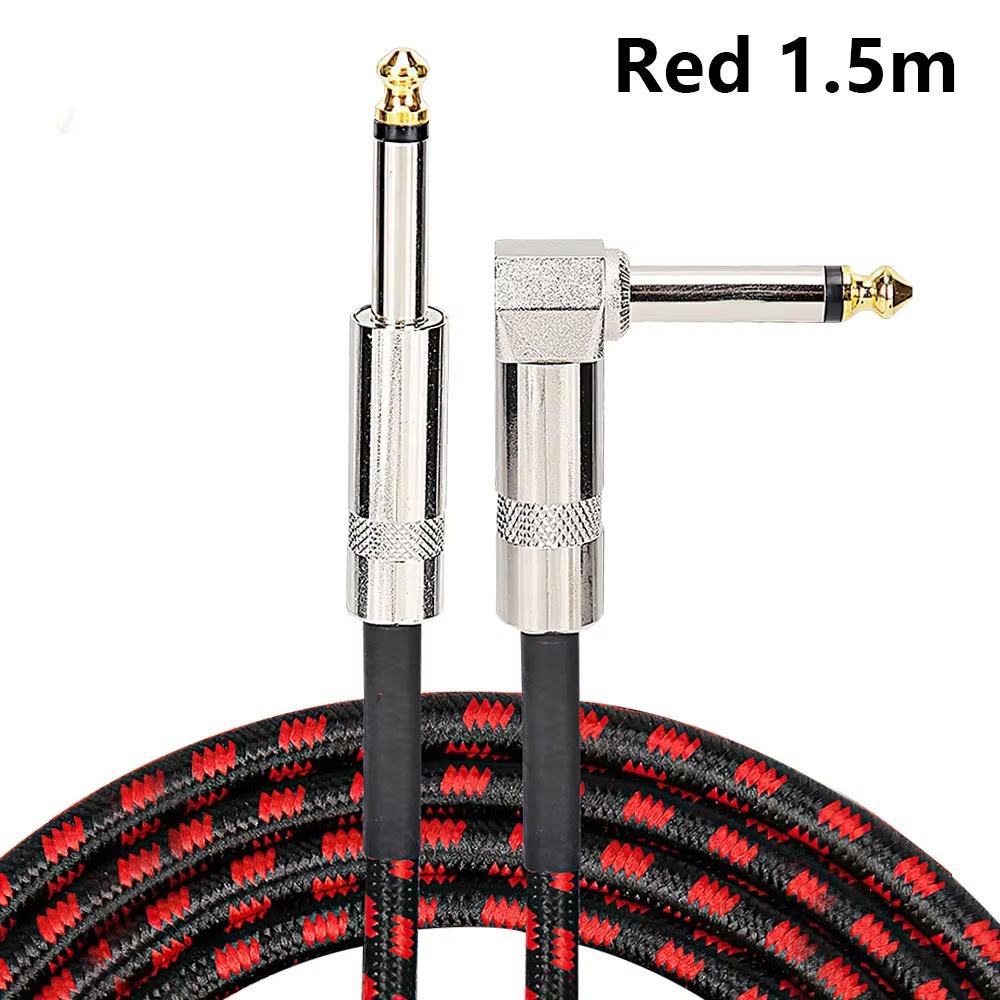 1Pcs TRS 1/4 inch 6.5mm Audio Cables 1.5/3/6M Braided Electric Guitar Cable Gold Plated Shielded 90 Degree Low Noice Jack Cable