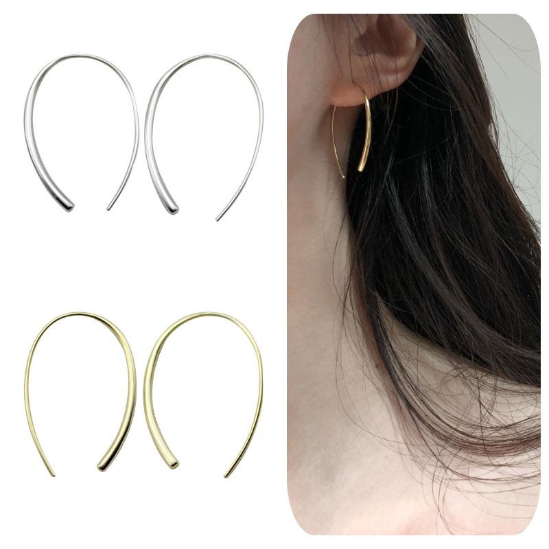 S925 Silver Needle Large Hoop Earrings Hypoallergenic Geometric Design Silver And Gold