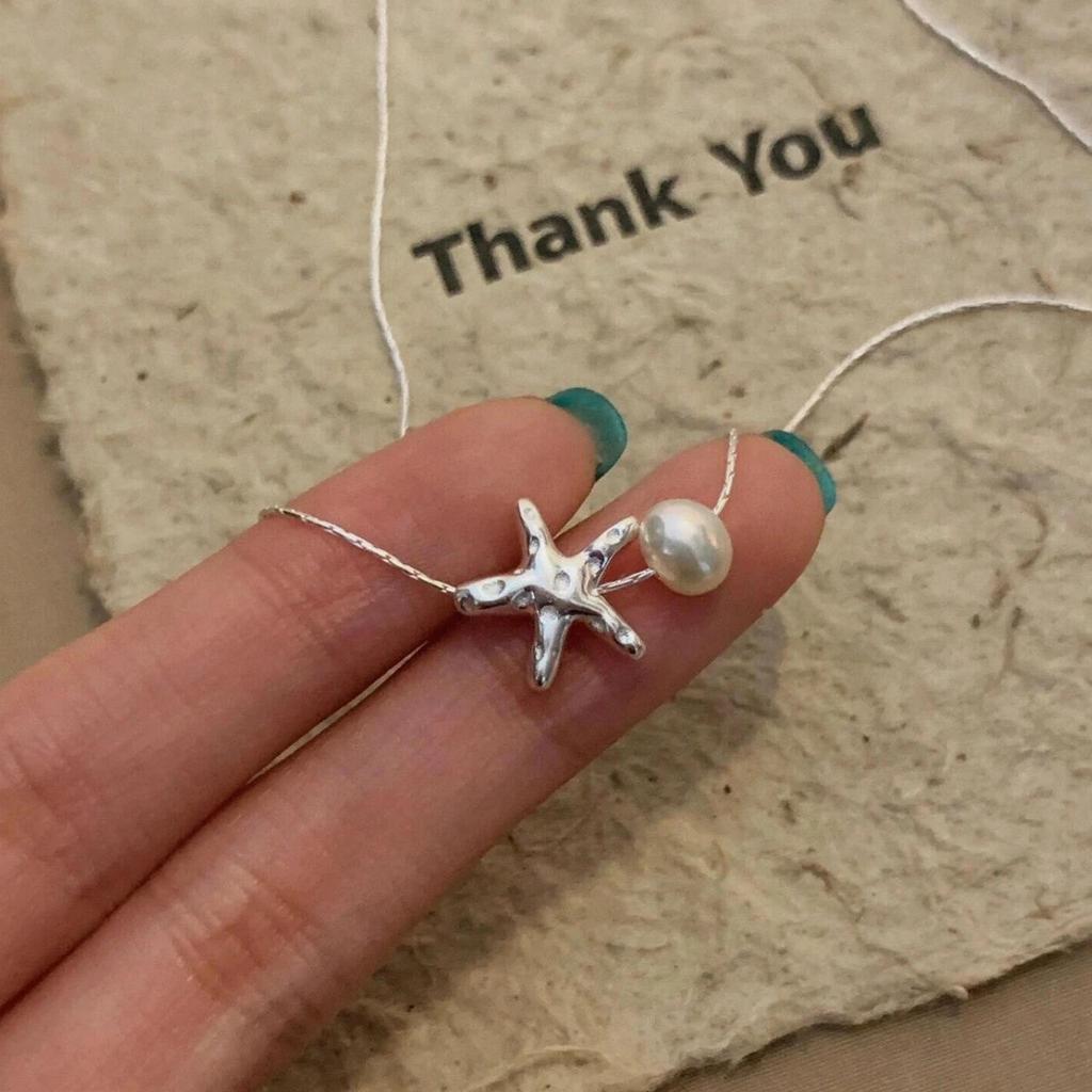Simple Fashion Starfish Pendant Necklace for Women Elegant Pearl Clavicle Choker Necklace Spring Summer Jewelry Wholesale