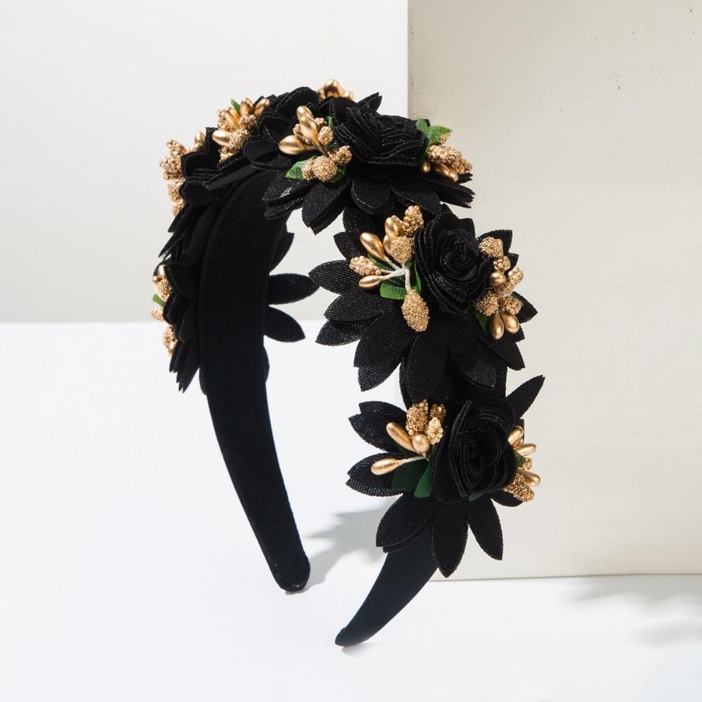 Simulation Flower Rose Headband Elegant Design Sweet Style Simulation Rose Headband Biomimetic Rose Hair Hoop чёрный