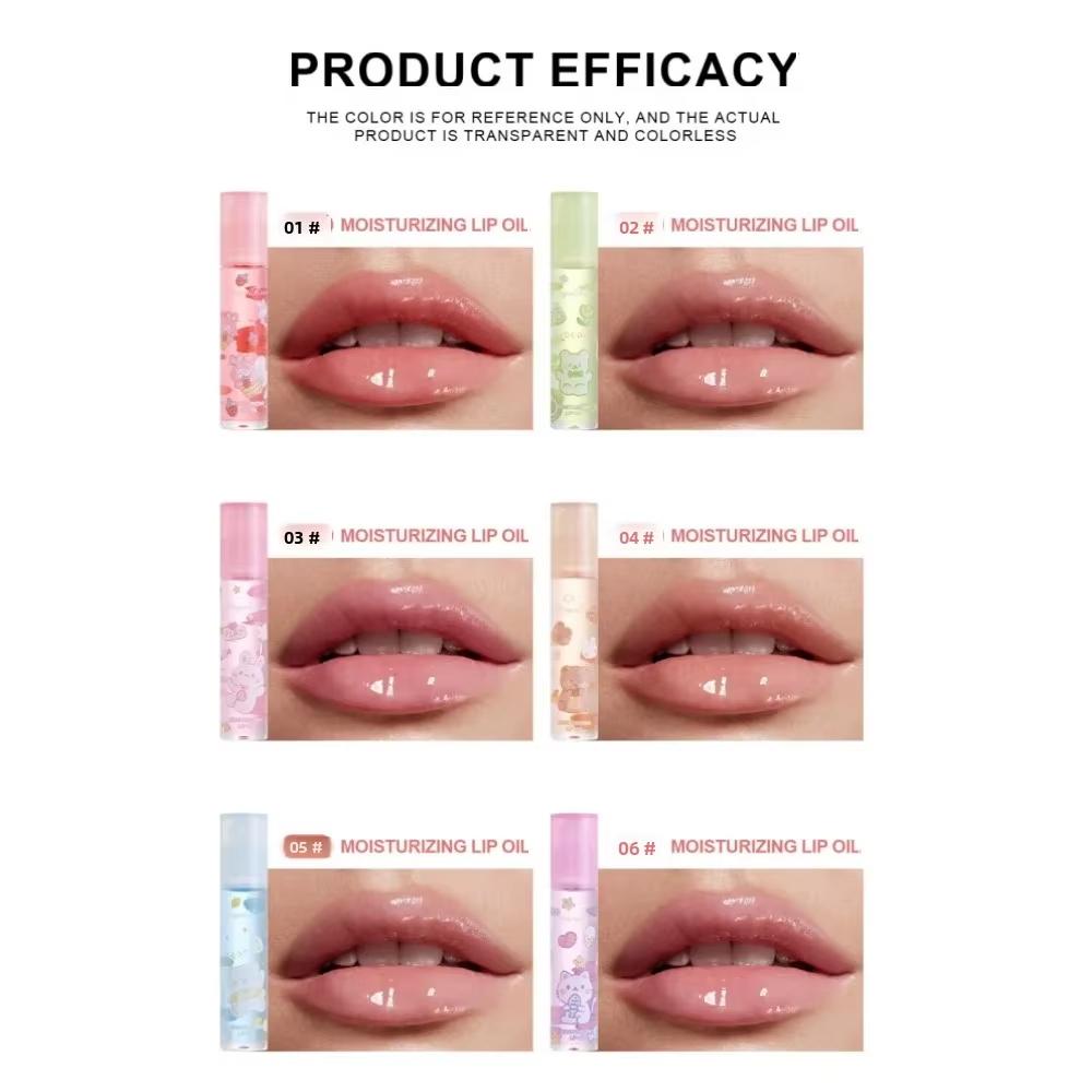 6Pcs Fresh Fruit Roll-On Lip Balm Moisturizing Clear Transparent Lip Oil Long Lasting Hydrating Lip Gloss Woman Makeup Cosmetics