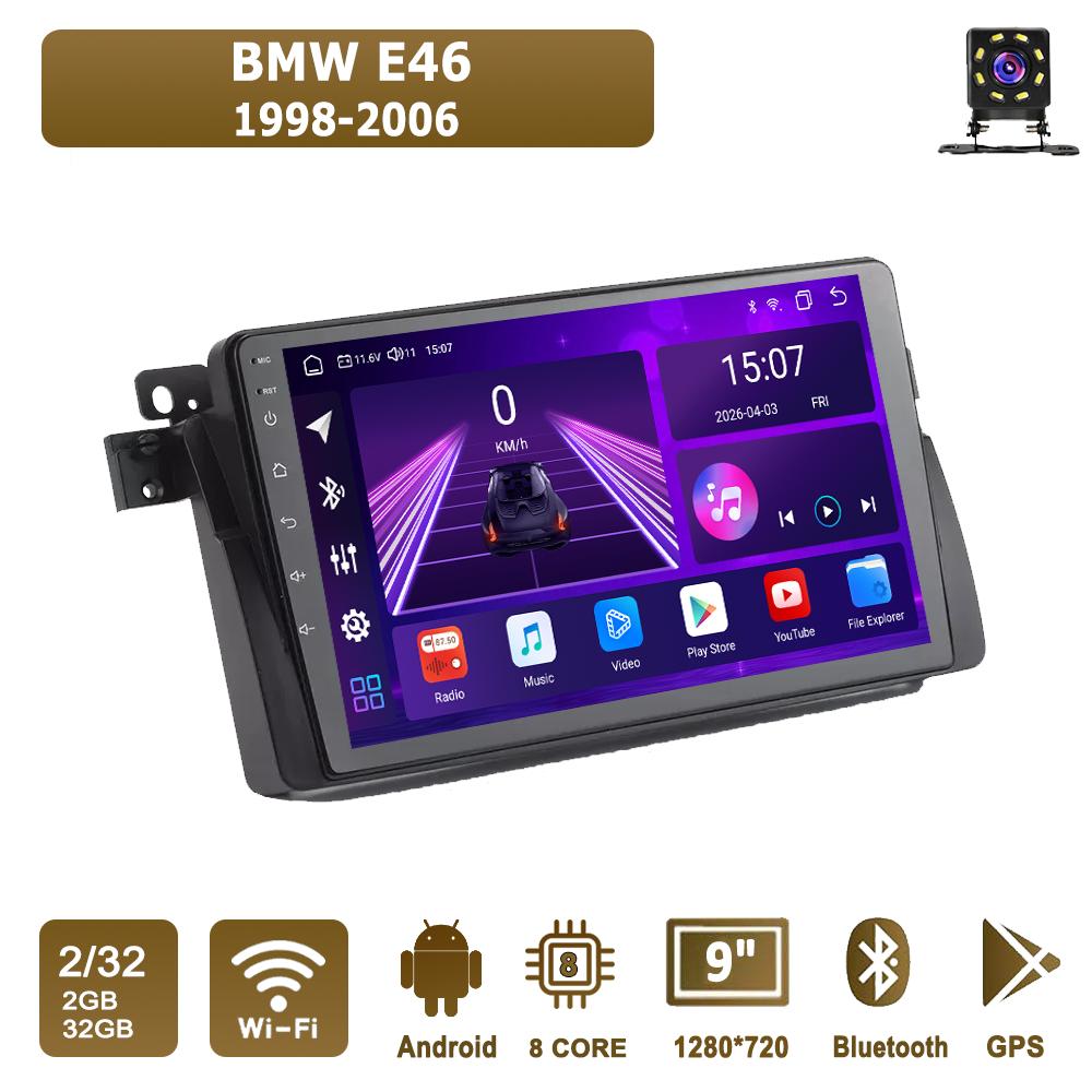 

Автомобильная магнитола Android Car-Play для BMW E46 1998-2006 Мультимедийный проигрыватель Головное устройство Стерео Навигация GPS BT WIFI, 8-ЯДЕРНЫЙ, 2+32 ГБ чёрный
