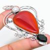 Natural Red River Jasper, Pearl Gemstone 925 Sterling Silver Pendant 3.55" D4h03