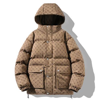 Marque tendance lettre B manteau en coton homme nouveau manteau d'hiver homme épaissi velours chaud à capuche manteau en coton vêtements pour homme