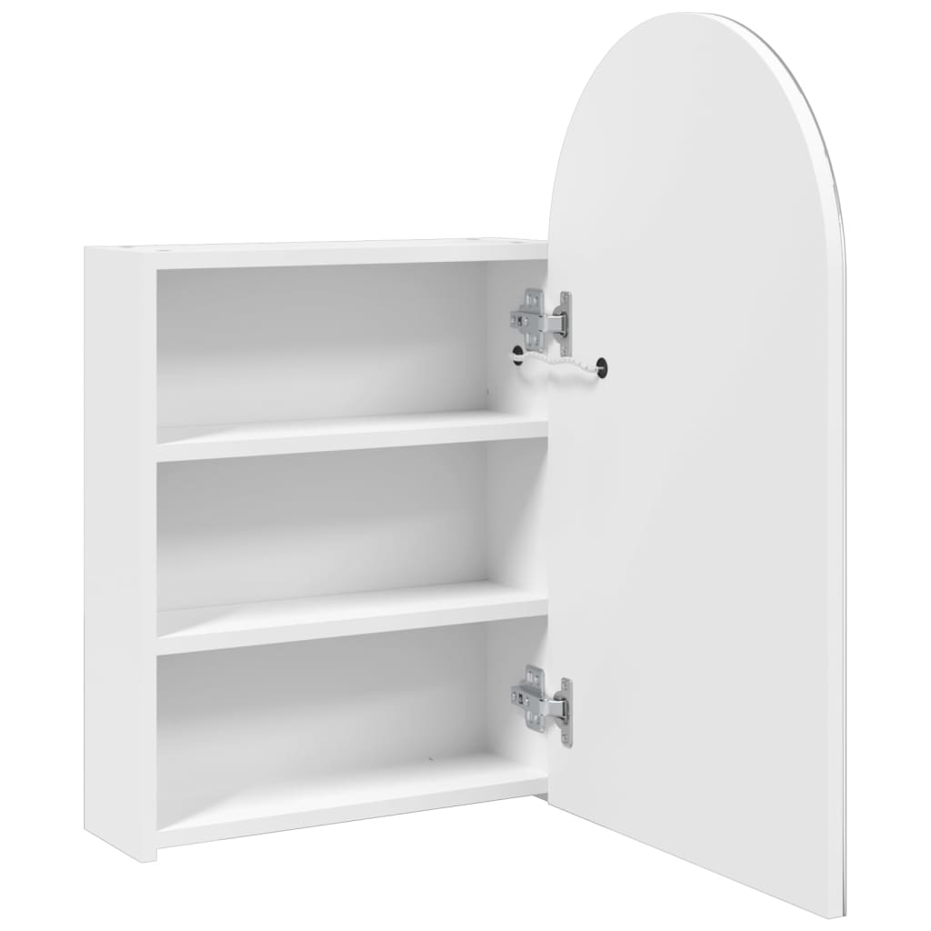 LED Lighted Curved Mirror Cabinet White 42 x 13 x 70 cm