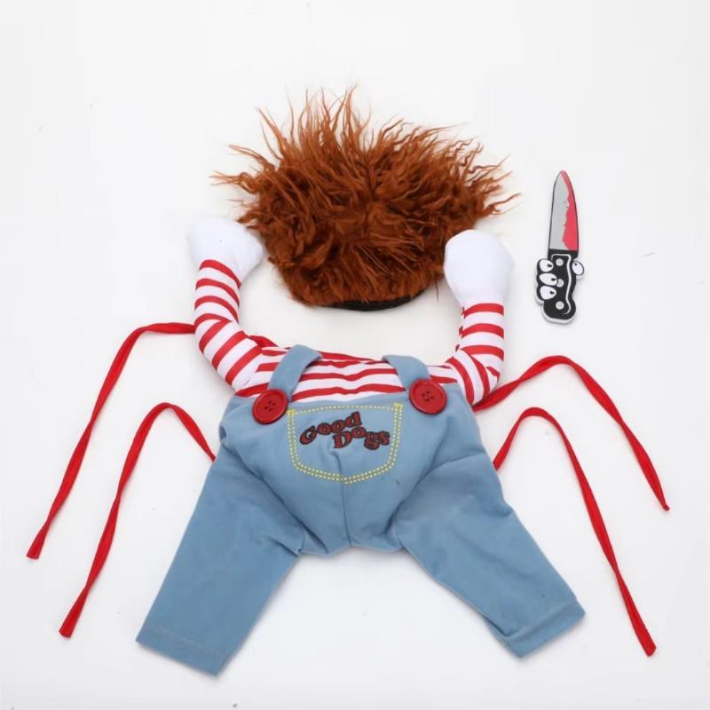 Dog Cat Costumes Pet Funny Costume Chucky Deadly Doll Cosplay Party Fancy Festival Cloth Cat Clothes