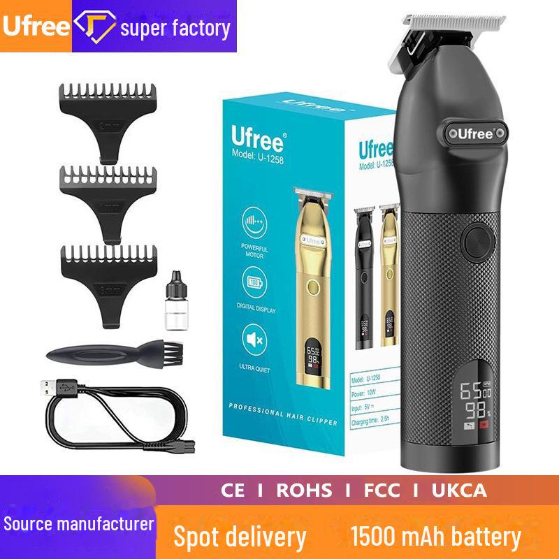 

Машинка для стрижки волос с USB-зарядкой и цифровым дисплеем - электрический триммер для волос емкостью 1500 мАч для домашнего и салонного использования rechargeable чёрный