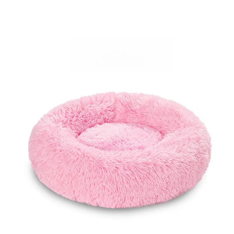 

Длинная плюшевая кошачья кровать, круглый пончик, успокаивающий коврик для животных, успокаивающий коврик для домашних животных, будка, теплая уличная кровать для домашних животных, кошачья собака, переносные принадлежности 35-40cm розовый