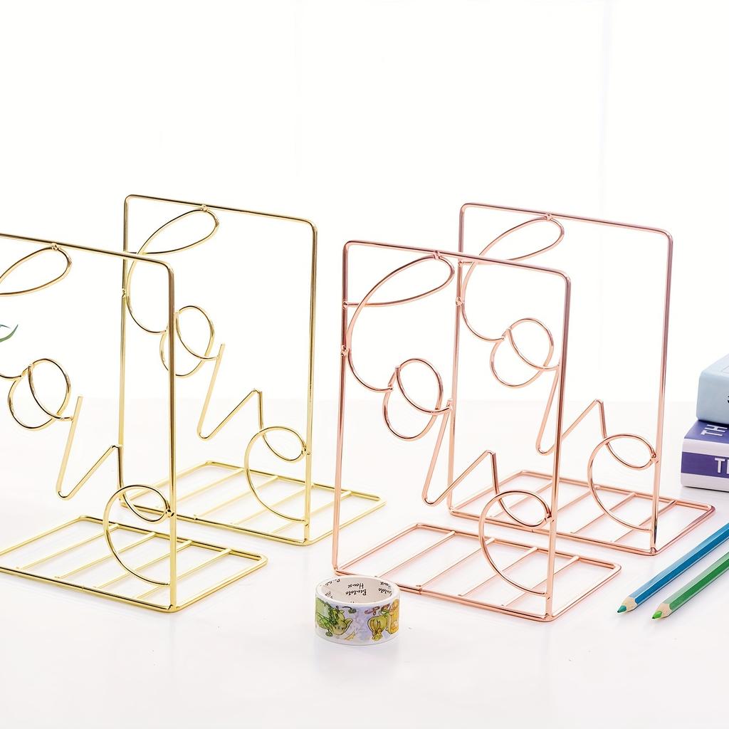 2 Pcs Metal Telescopic Bookstands - Doubling As Desktop Storage Racks,Ideal for Home Background Decoration In Family Studies,Living Rooms and Bedrooms