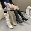 New Style Snow Boots Women Leather High Boots Sexy High Heels Pointeed Toe Shoes Woman Trend Party Luxury Boots Pumps