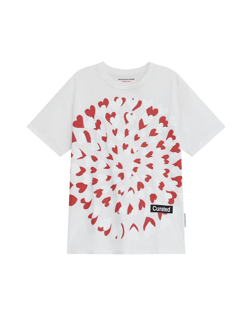 THEMUSEUMVISITOR Heart Blossom Overfit T-Shirt (White)