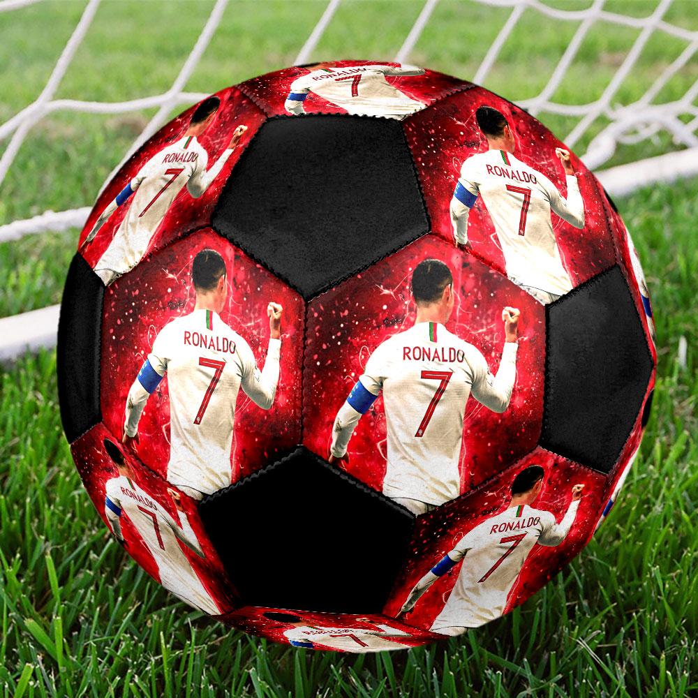 Cristiano Ronaldo CR7 Print Size 5 Soccer Ball, Machine-Stitched PVC, Durable & High Bounce, All Ages Fit, Fan Merchandise, Matches & Outdoor Use.
