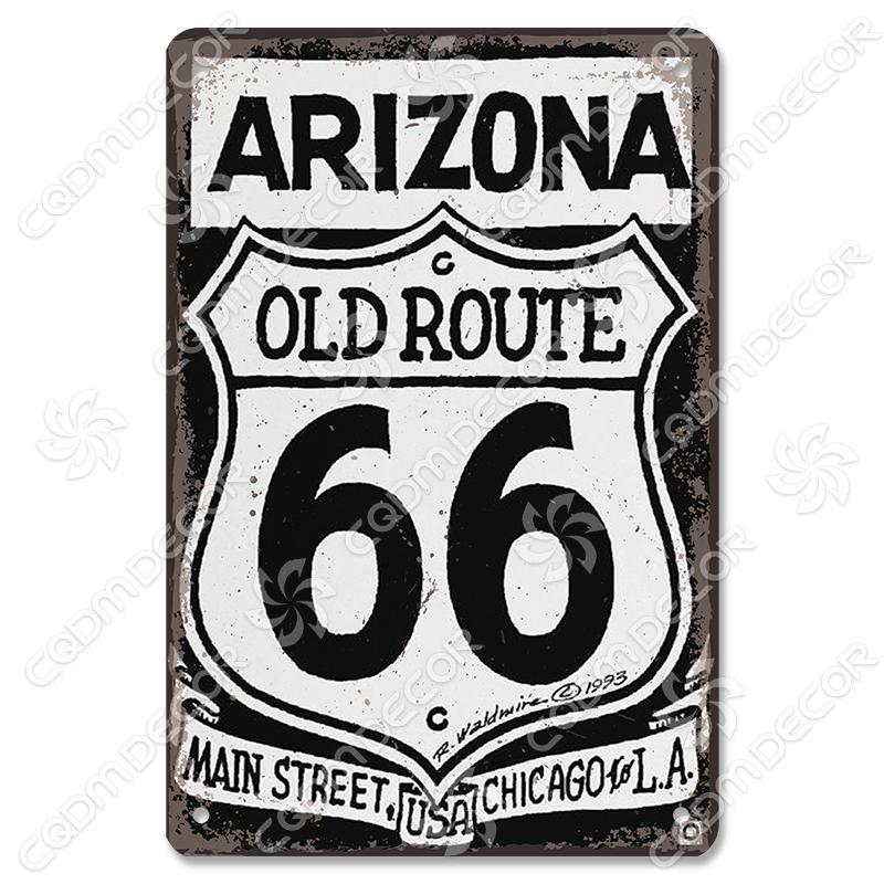 Alte Route 66 Blechschilder Get Your Kicks on US 66 Metallposter Vintage Wandkunst Dekoration für Garage Club Wohnzimmer Zuhause