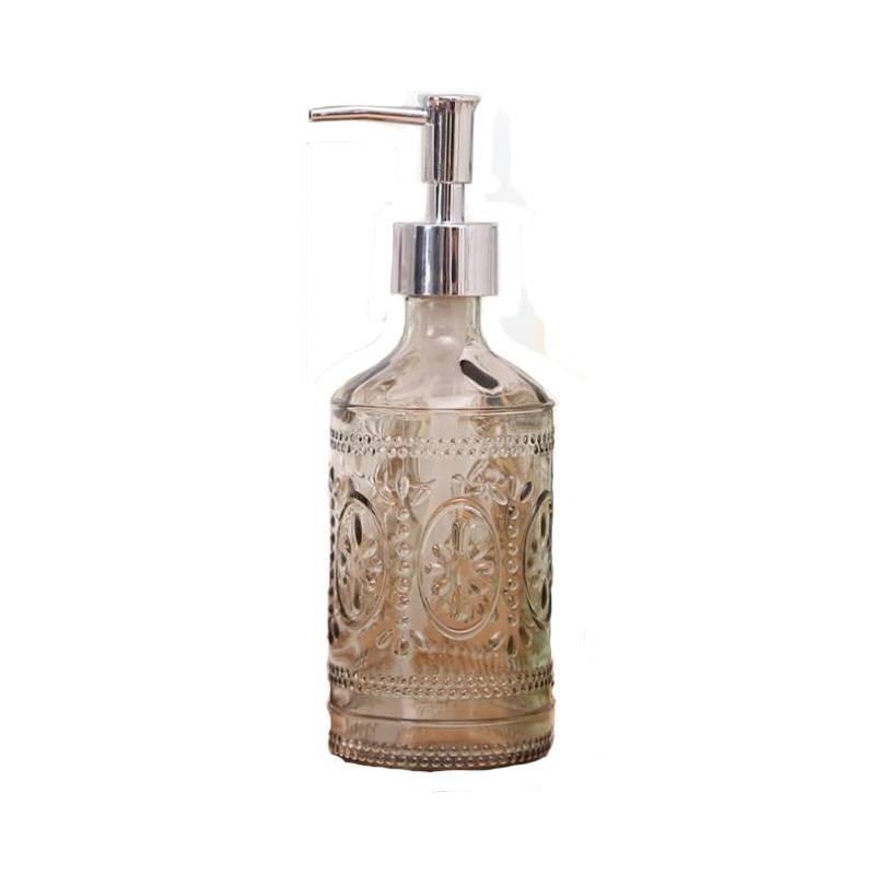 Stylish Blue And Gray Glass Soap Dispenser 420ml Square Bottle For Lotion And Liquid Soap