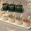Yousheng Spice Jars Independent Condiment Containers Transparent Acrylic Jars with Spoons Tray BPA-Free Plastic Seasoning Box for Kitchen Storage Salt
