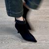 7.5Cm Korean Version of Fashion High-heeled Short Boots Women's Autumn and Winter Versatile Pointed Boots Black Fashion Temperament and Ankle Boots