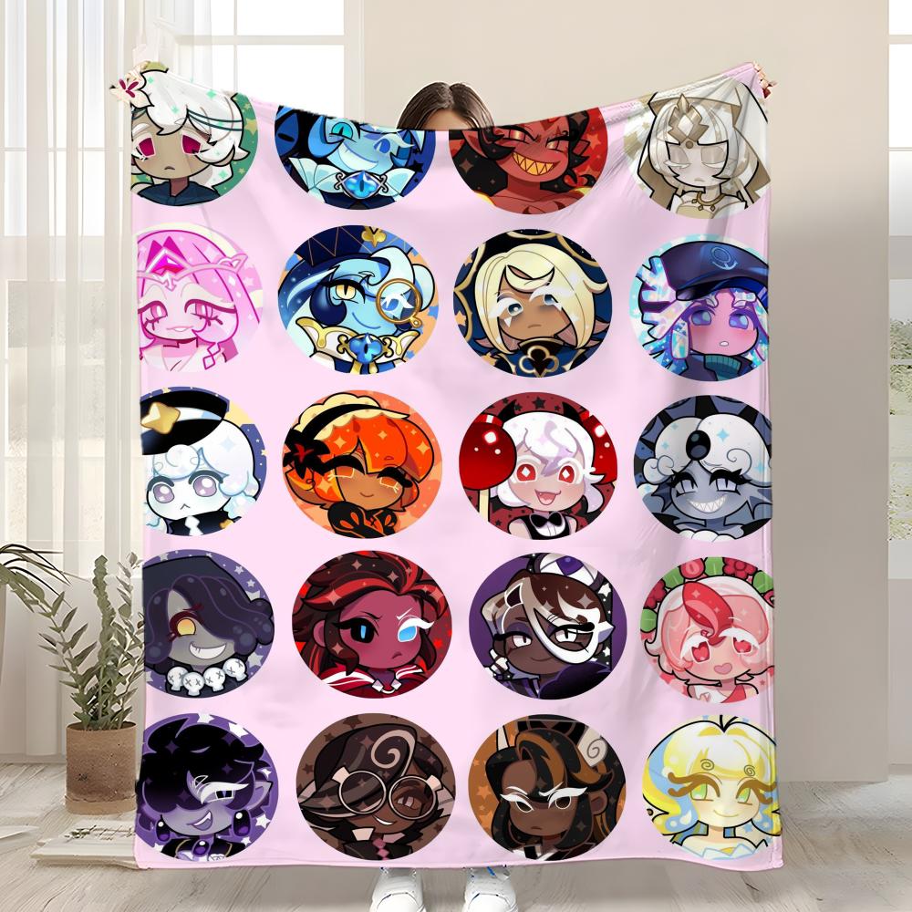 

Hot Game C-Cookie Run Kingdom Throw Kid-Friendly Flannel Throw Blanket Soft Warm Anti-Static Washable All Season 75cmx90cm