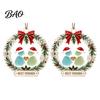 Seasonal Home Wall Decor Best Friends Christmas Wreath Pendant, Acrylic Hanging Ornament, Xmas Fireplace Pendant Decorative Piece for Holiday