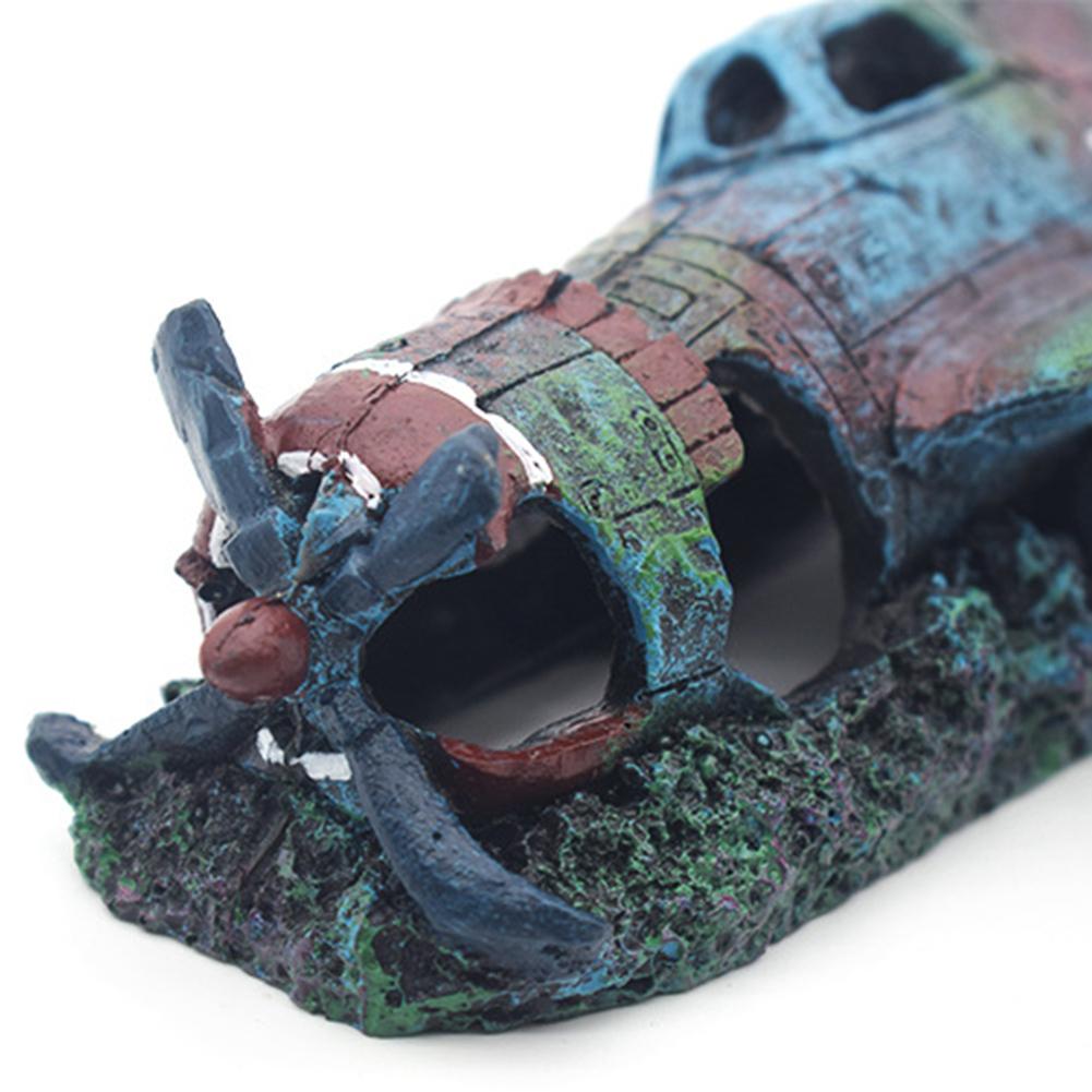 Fighter Fish Tank Decoration Resin Crafts Wreckage Hide Cave For Fish Shrimp Aquarium Landscaping Ornaments