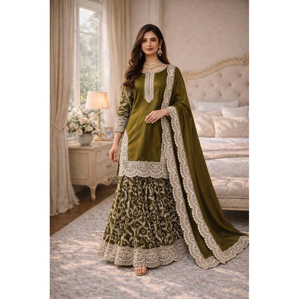 Indian Paksiatni Ethnic Salwar Kameez Bollywood Wedding Party Wear Sharara Suit