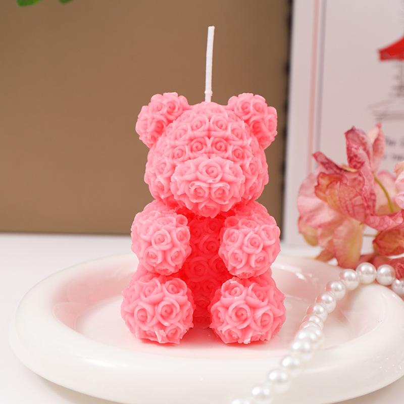Handmade Rose Bear Scented Candle: Creative Valentine's Day or Girl's Birthday Gift, Perfect for Bedroom Decoration.