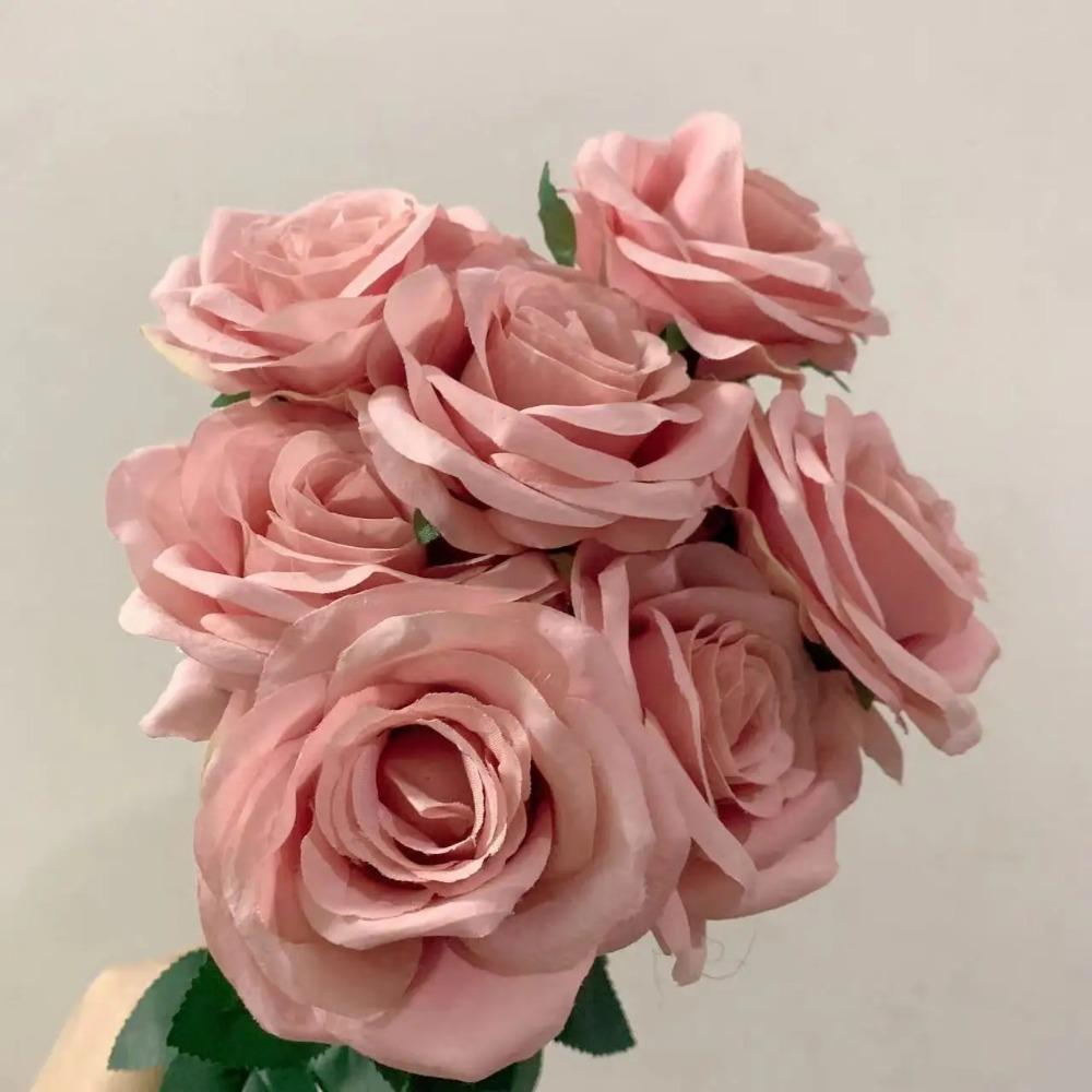 Wedding Decor Rose Dusty Pink Blush Nude Light Coffee Rice White Artificial Rose Flower Row Road Guide Flower S Dropshipping