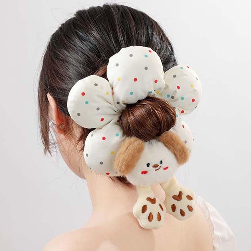 Cute Cotton Filled Scrunchies Cloth Plaid Flower Hair Ring Creative Bun Rubber Bands  Travel