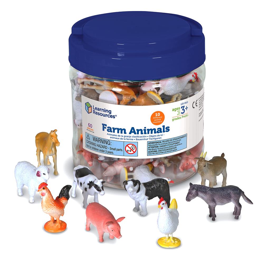 Learning Resources Math Toy Farm Animal Figures 10 60 Authentic Counters, Types, Pieces, LER0810,