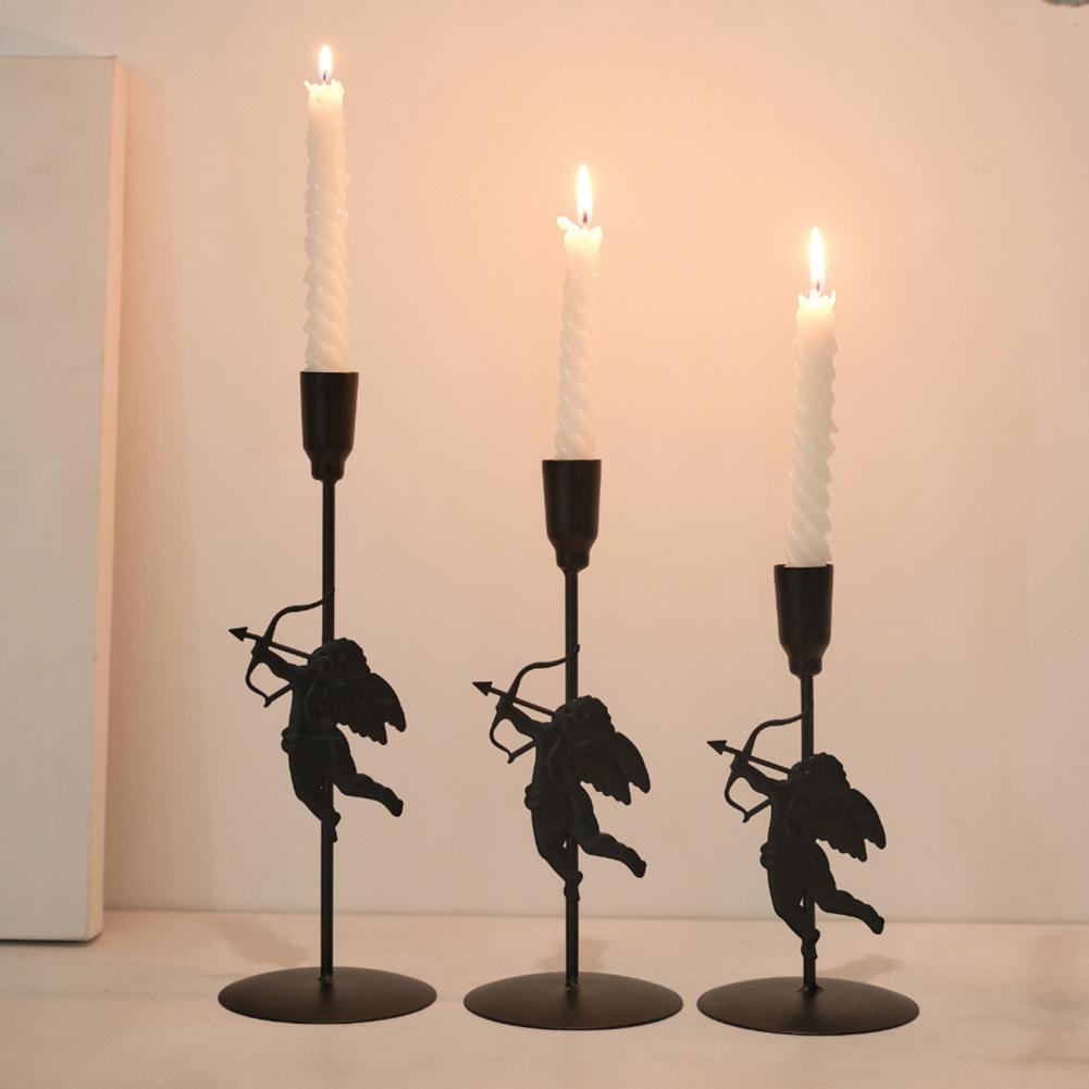 Cupid Candle Stand Iron Candle Holder Vintage Metal Cupid Candle Holder Set for Home Decor Wedding Party Table for Room