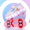 Kid's Roller Skates Removable Flat Charging LED Four Wheels Glowing Sports Shoes  Women's Glowing Sneakers