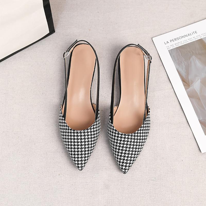 Zapatos de tacón Slingback para mujer Punta fina Cerrados Tacón bajo grueso Zapatos de salón para oficina Boda Fiesta Zapatos de vestir para mujer Sandalias de verano casuales sin cordones con tacón de bloque