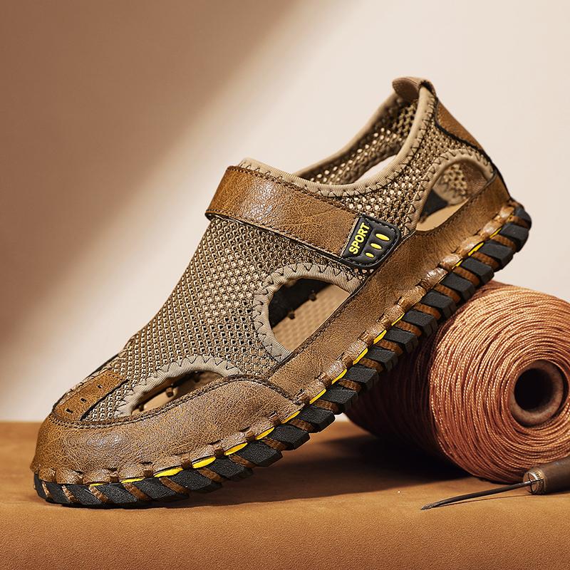 British Men's Trendy Shoes Hot Selling Summer Men's Outdoor Sandals Handmade Wear-resistant Soles Anti Slip Seaside Beach Shoes