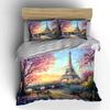 Eiffel Tower With Spring Riverside Scene Duvet Cover Set With 3D Printing Design Soft Polyester Bedding Set All-Season Comfort