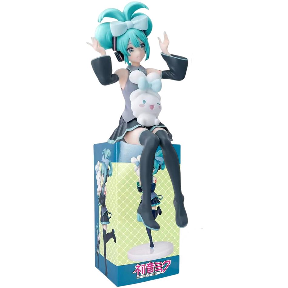 Anime Hatsune Miku Cos Raccoon Demon Cat Ears Cinnamoroll Kawaii Miku Girl Anime Figure PVC Collection Model Doll Toy