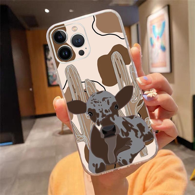 Cute Cow Phone Case For iphone 17 Pro Max Air 16 15 14 13 Pro Max 15 16 Pro 15Plus