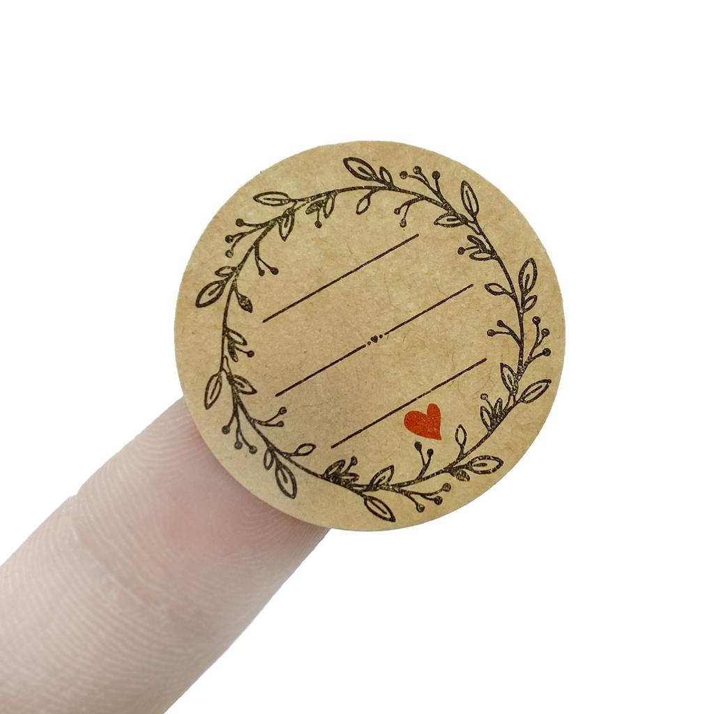 500 PCs/roll 1 Inch Kraft Paper Stickers for Gift Wrapping, Envelope Closures, Small Business Office Supplies, DIY Decorating