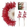 50Pcs Realistic PVC Berries Branches Bendable Iron Stems For Christmas Tree Wreath Table Display Wedding Centerpieces