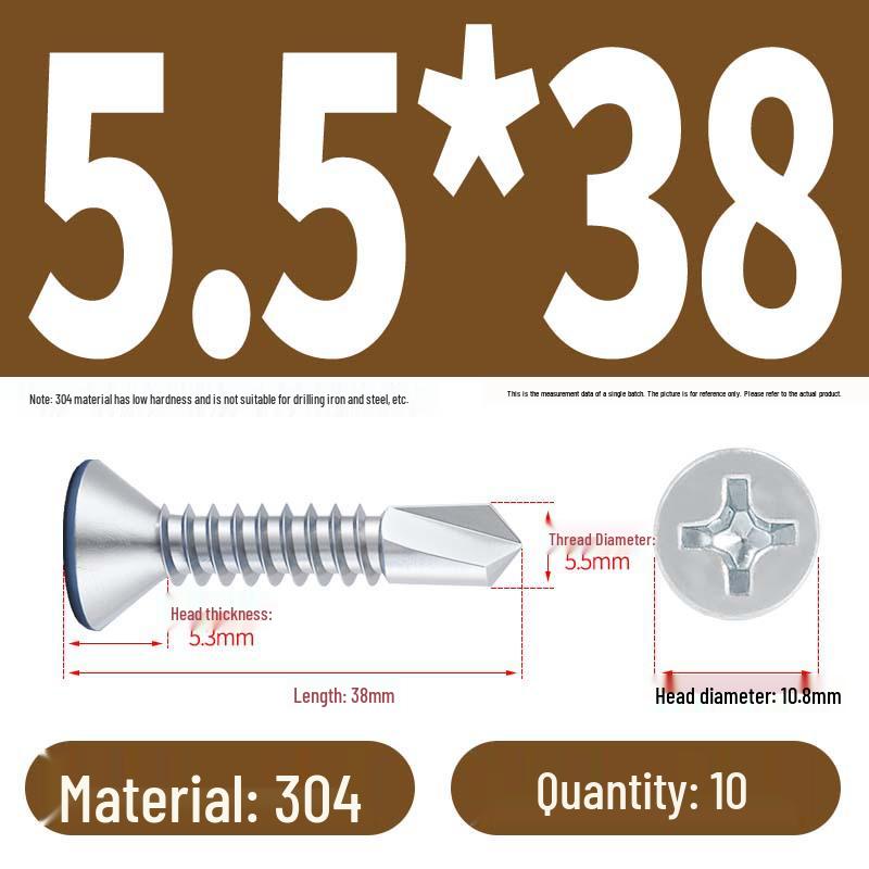 Phillips Flat Head Blue Zinc Plated Stainless Steel Self-Drilling & Self-Tapping Screws M3.9-M5.5