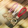 Handcrafted Braided Rope Keychain Sparkling Rhinestones - Stylish Monochrome Car Key Ring Fashion-Forward Accessory