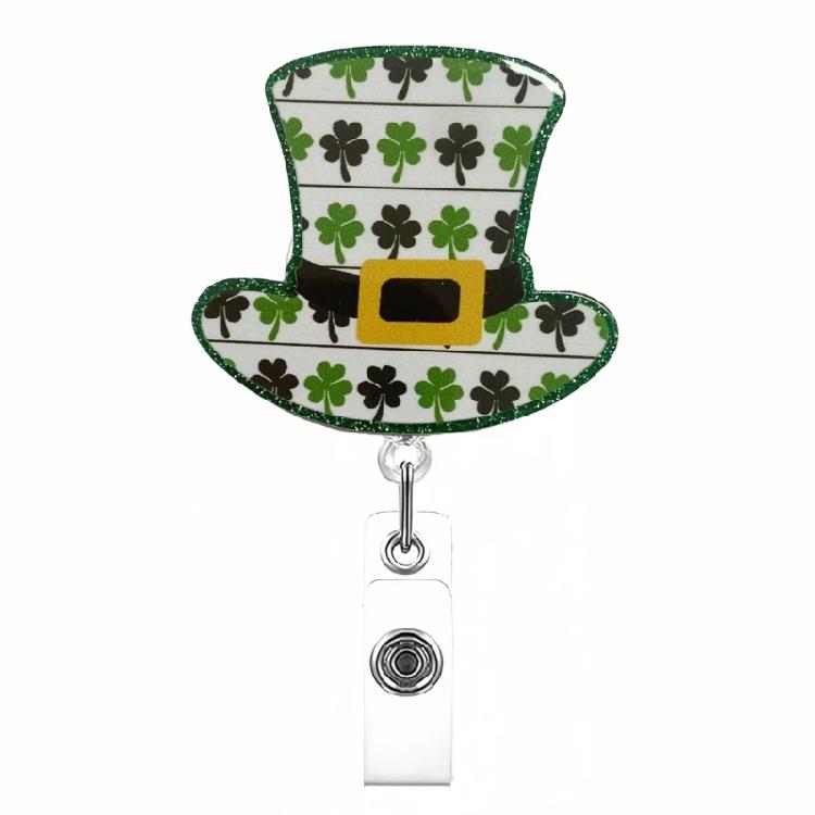 Patrick's Day Badge Holder Retractable Badge Reel with Metal Pocket Clip Doctor Nurse Badge Holder for Office