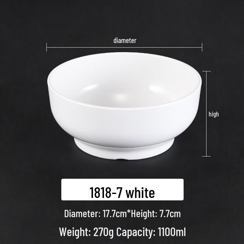 Molona White Melamine Deep Ramen Noodle Bowl Set of 3