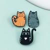 Three-Color Smiling Cat Brooch - Cute Alloy Animal Badge for Clothes, Bags, and Student Accessories.